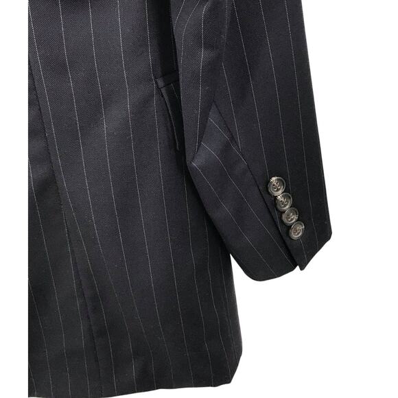Lauren Ralph Lauren Black Pinstripe 2 Button Wool Suit Jacket Blazer Size 46 - Picture 10 of 10